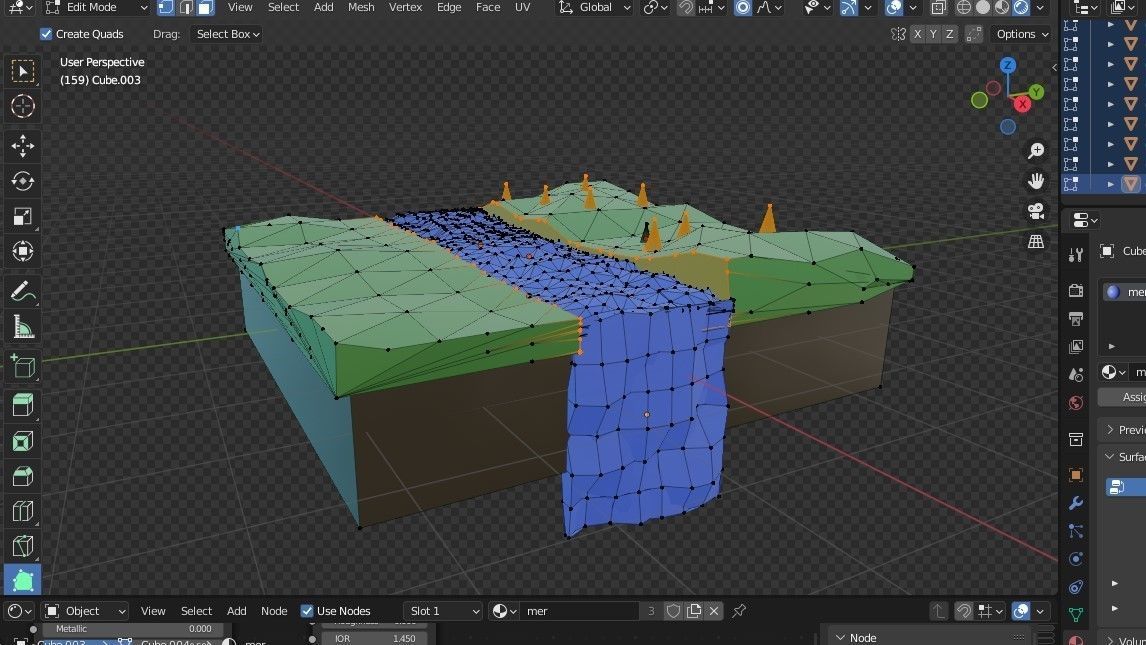 LOWPOLY OCEAN island with trees and river Low-poly 3D model_1