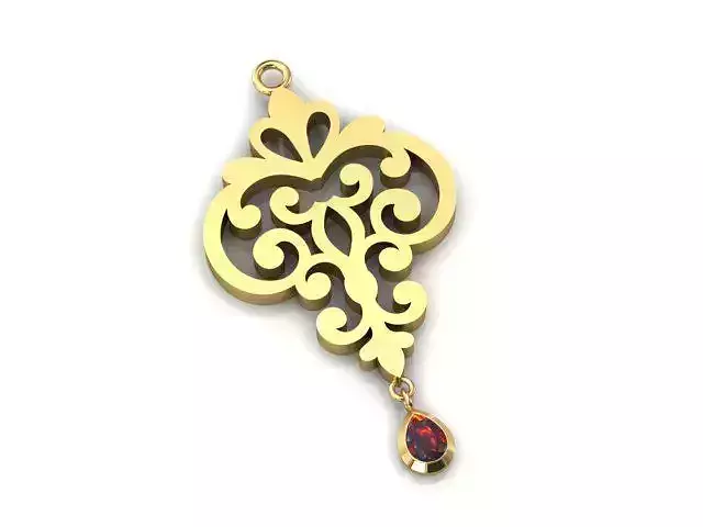 pendant gold with garnet stone