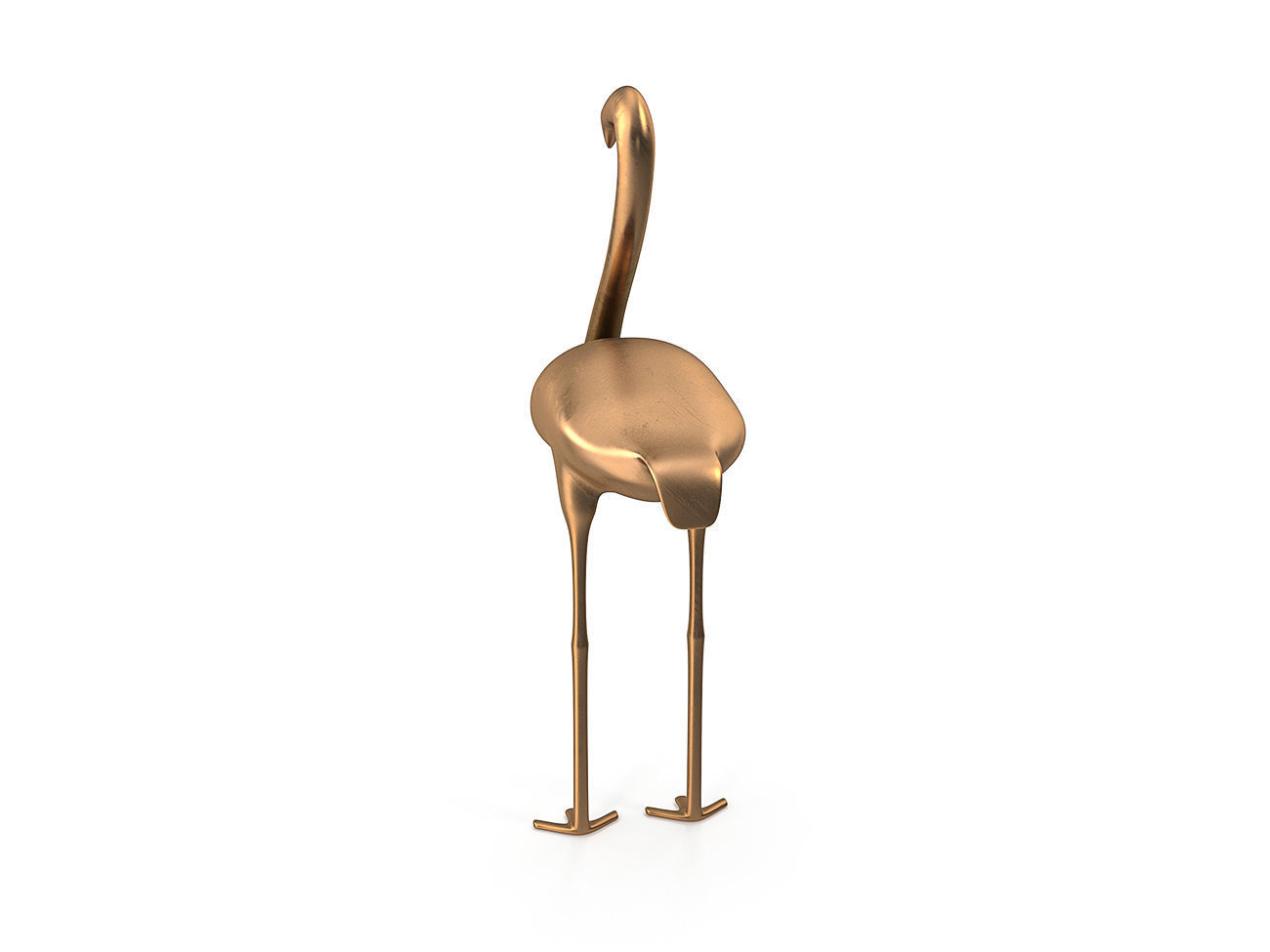 Flamingo PBR golden Low-poly 3D model_5