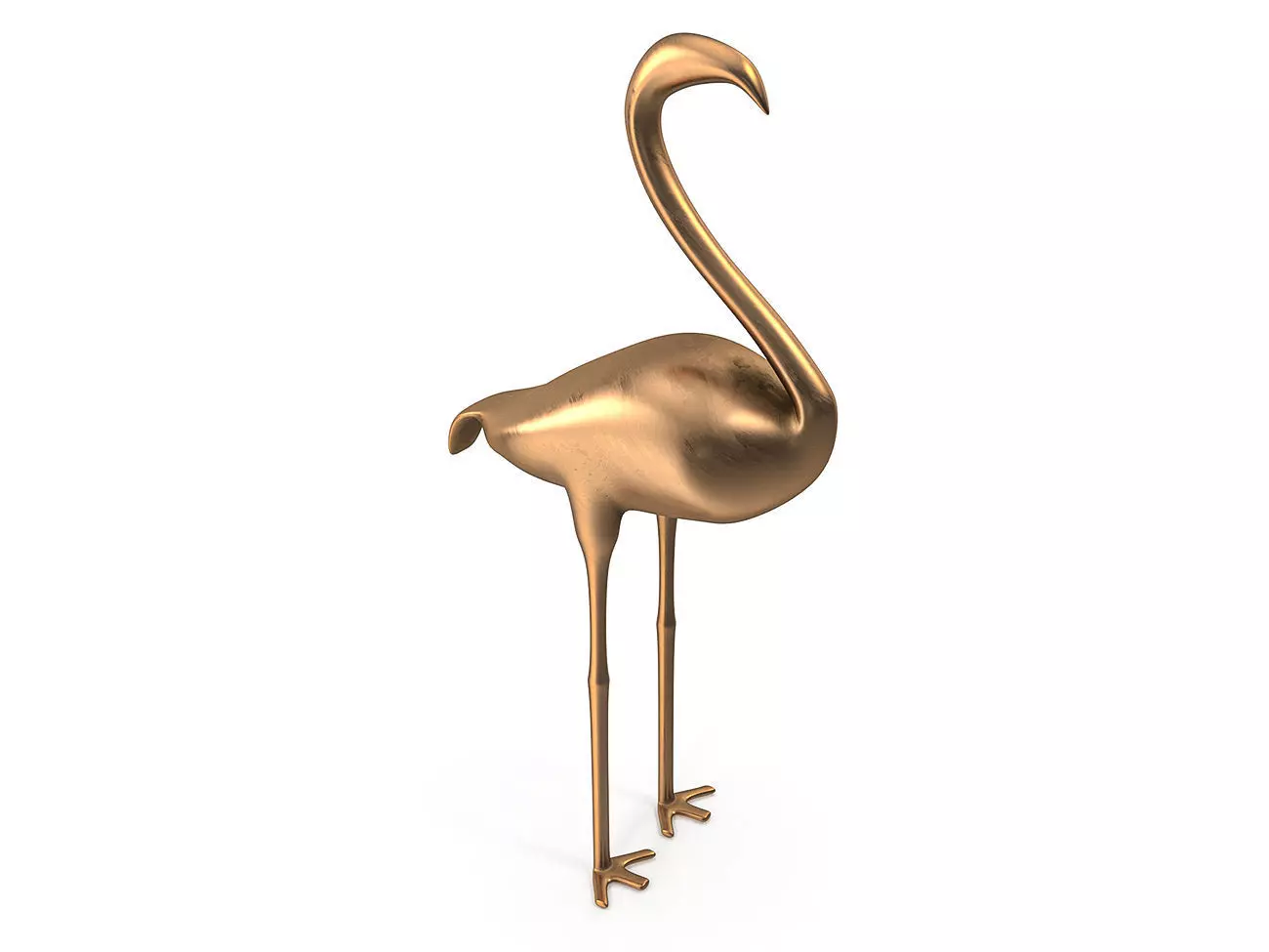 Flamingo PBR golden Low-poly 3D model_0