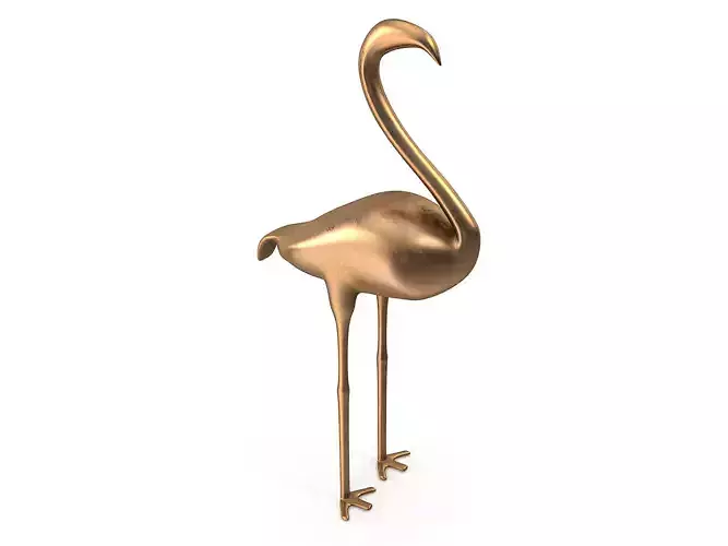 Flamingo PBR golden Low-poly 3D model Flamingo PBR golden Low-poly 3D model
