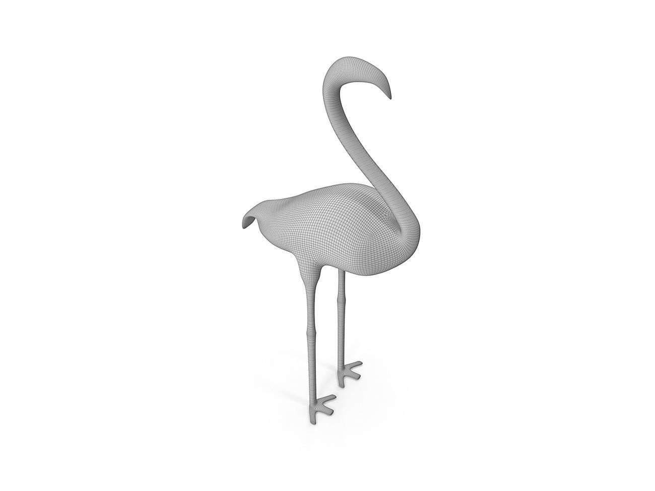 Flamingo PBR golden Low-poly 3D model_10