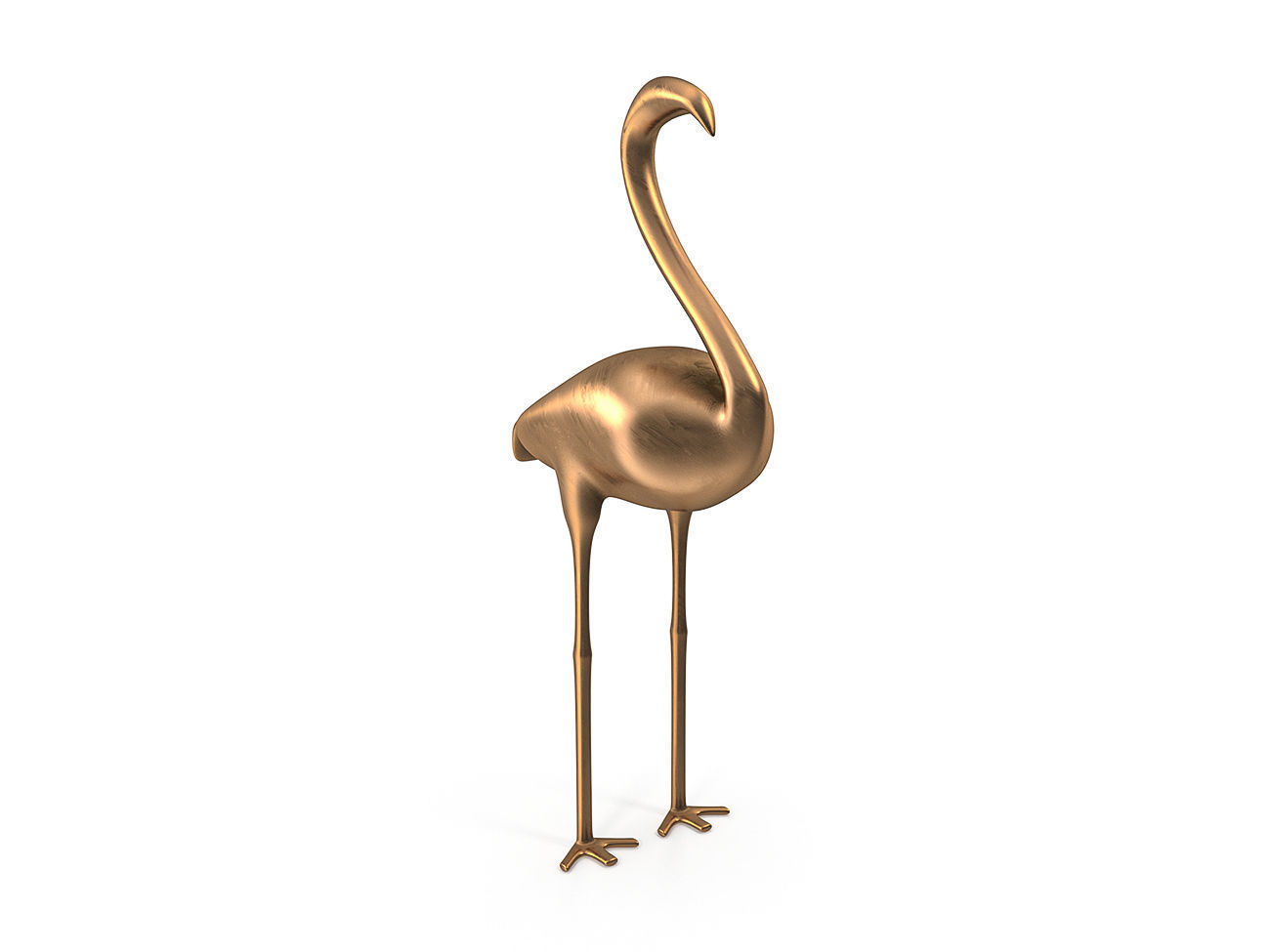 Flamingo PBR golden Low-poly 3D model_1