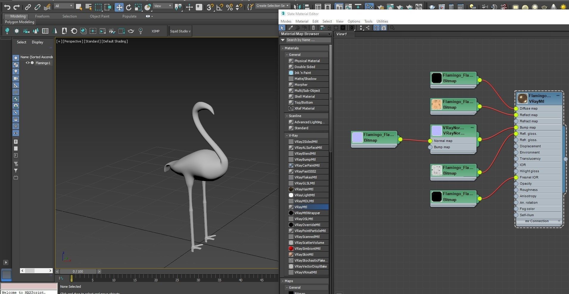 Flamingo PBR golden Low-poly 3D model_13