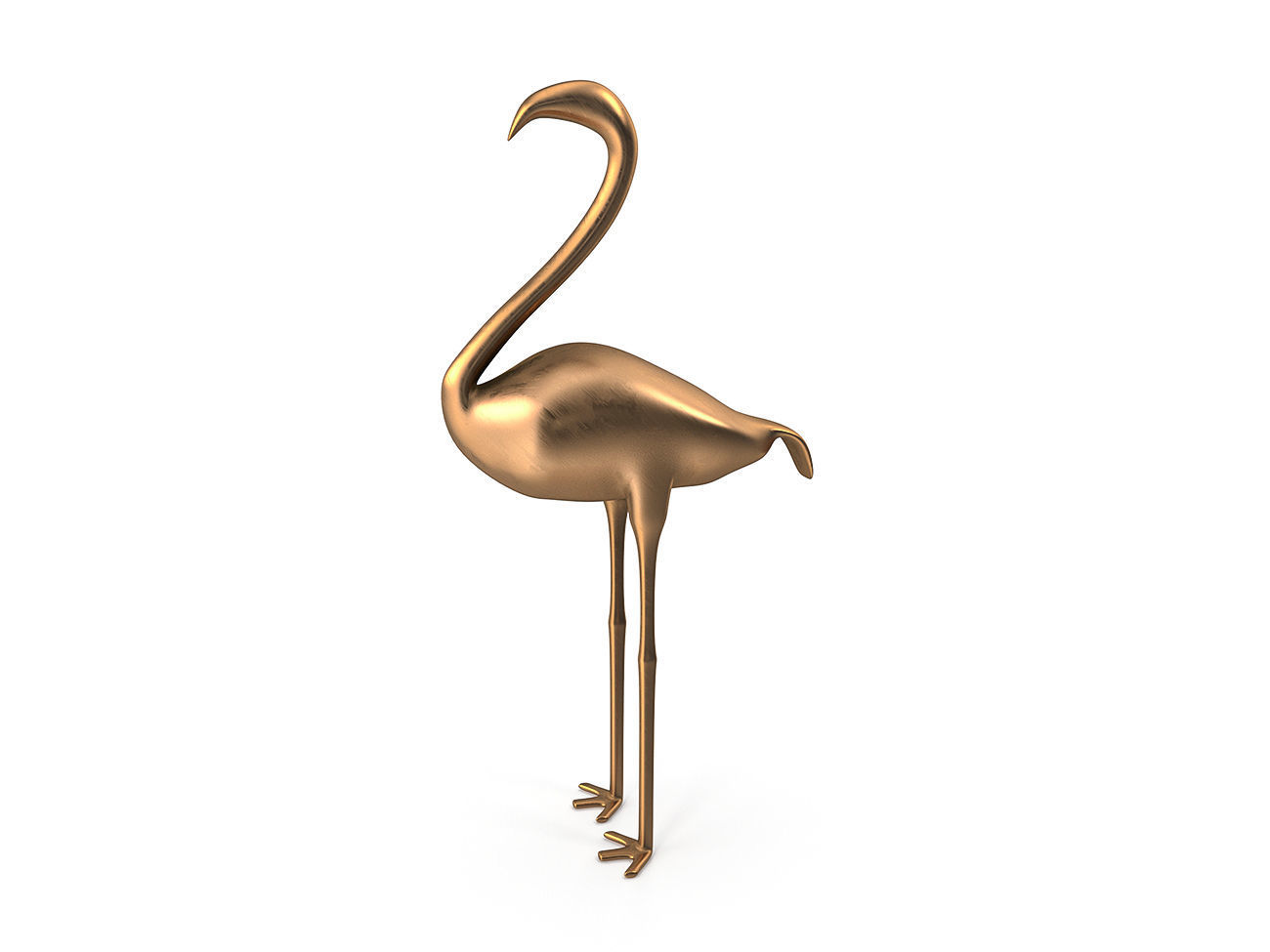 Flamingo PBR golden Low-poly 3D model_3
