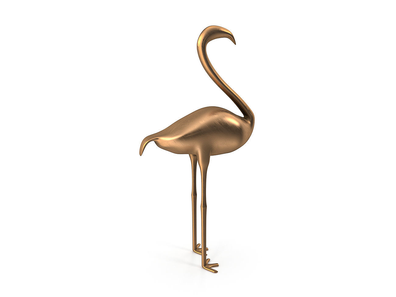 Flamingo PBR golden Low-poly 3D model_7