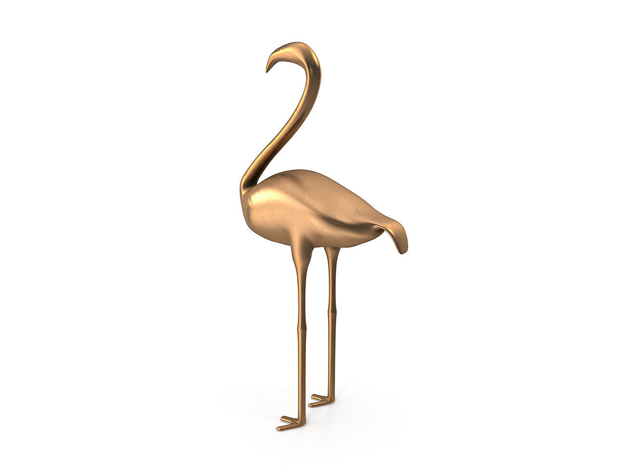 Flamingo PBR golden Low-poly 3D model_4