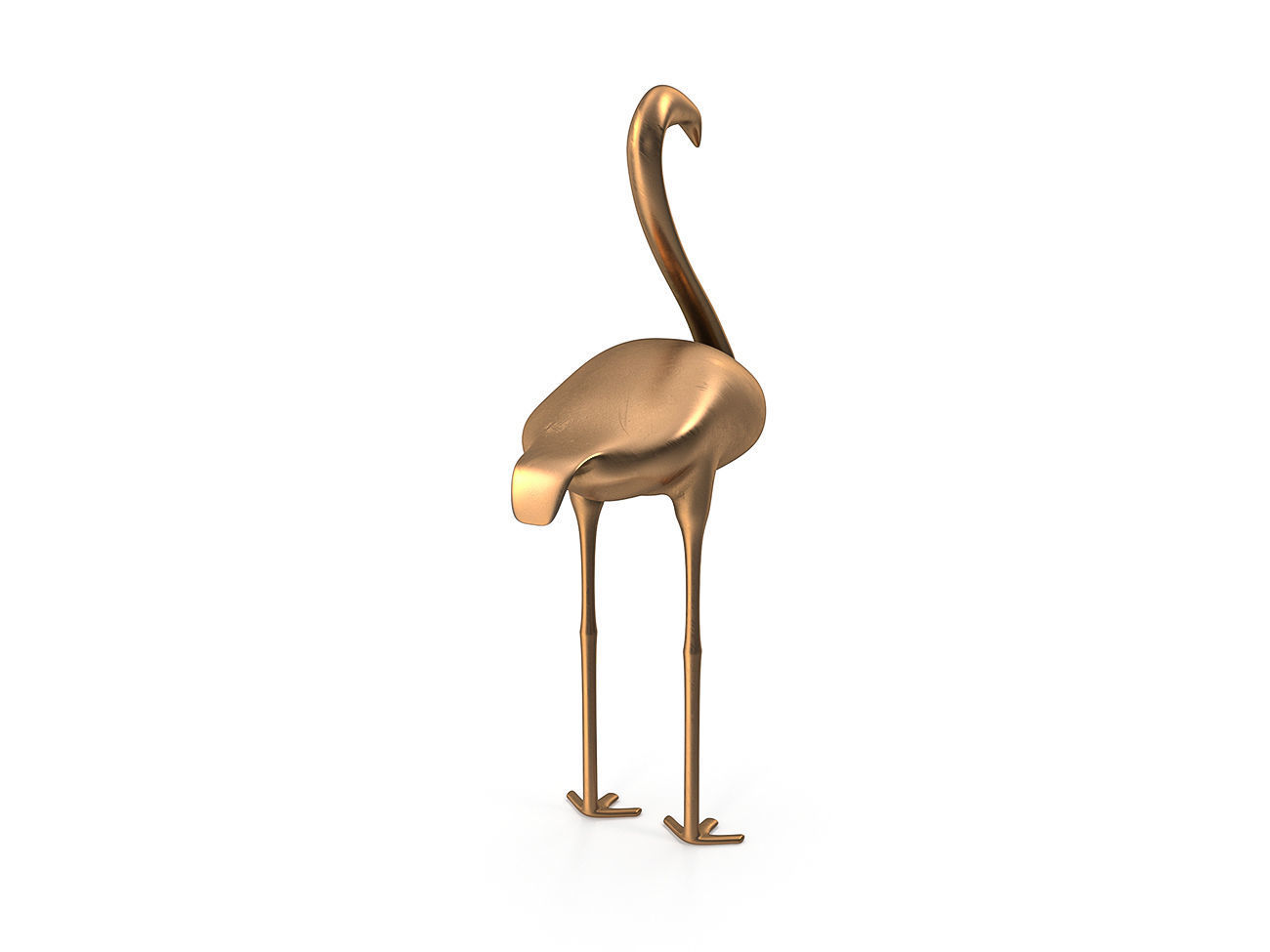 Flamingo PBR golden Low-poly 3D model_6