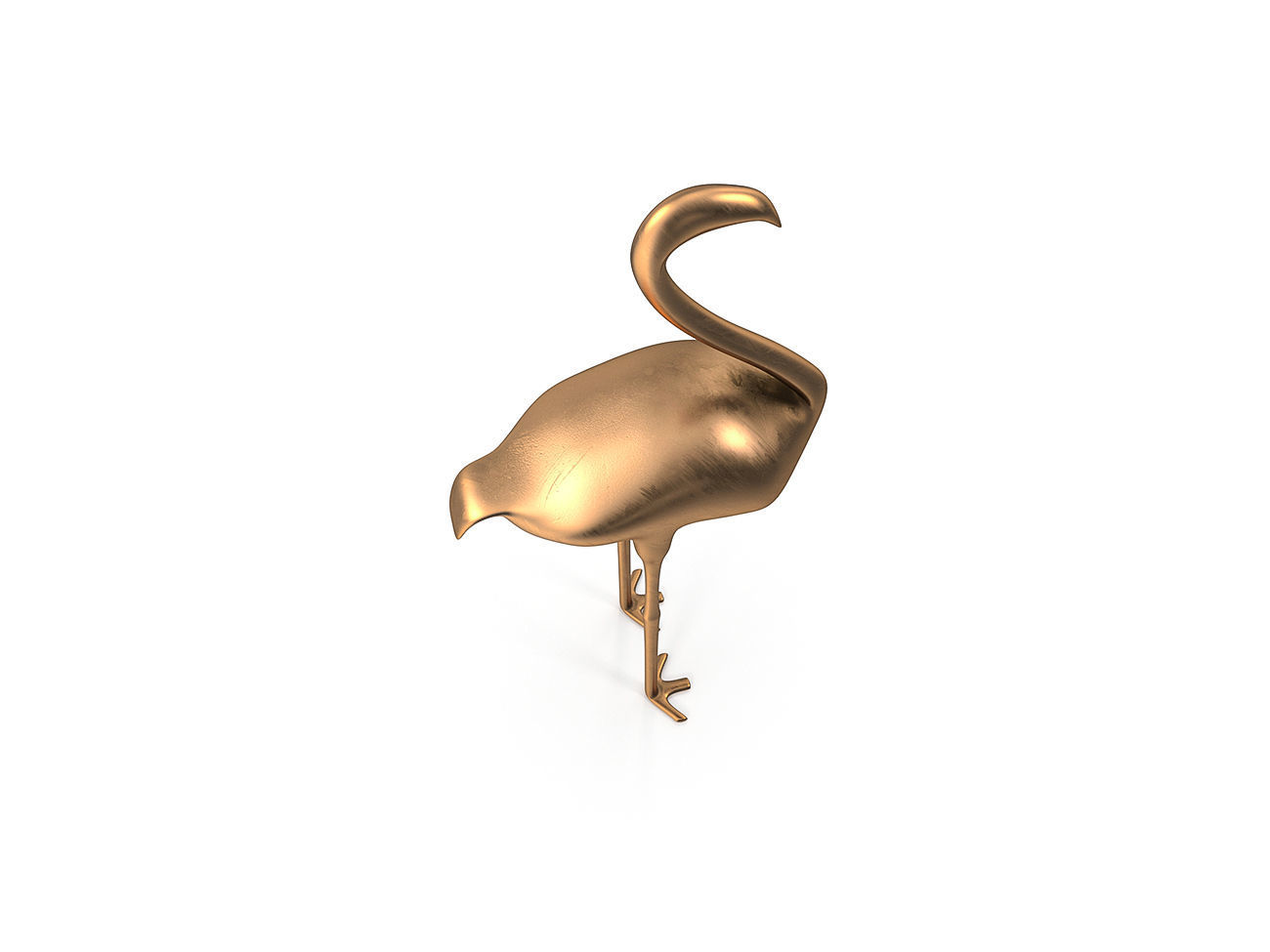 Flamingo PBR golden Low-poly 3D model_8