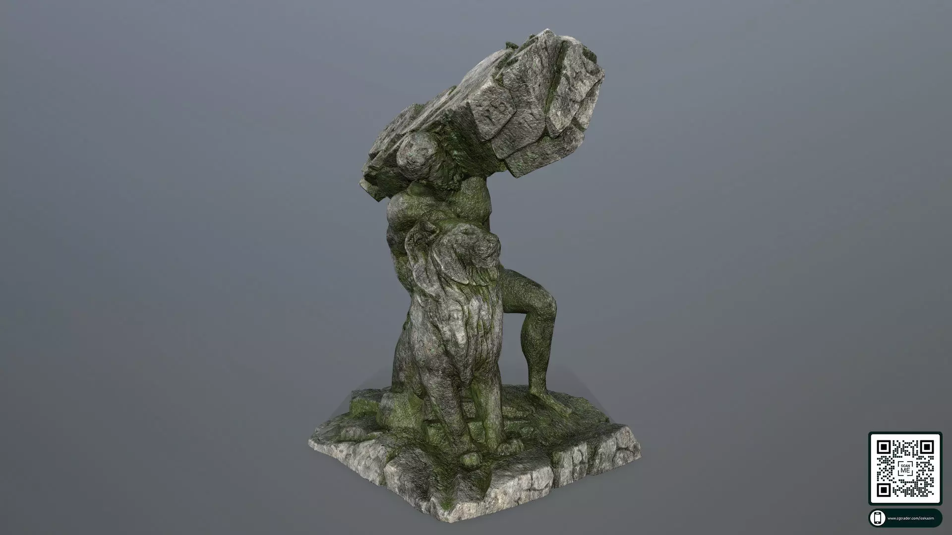  Hercules  and  Lion Low-poly 3D model_0