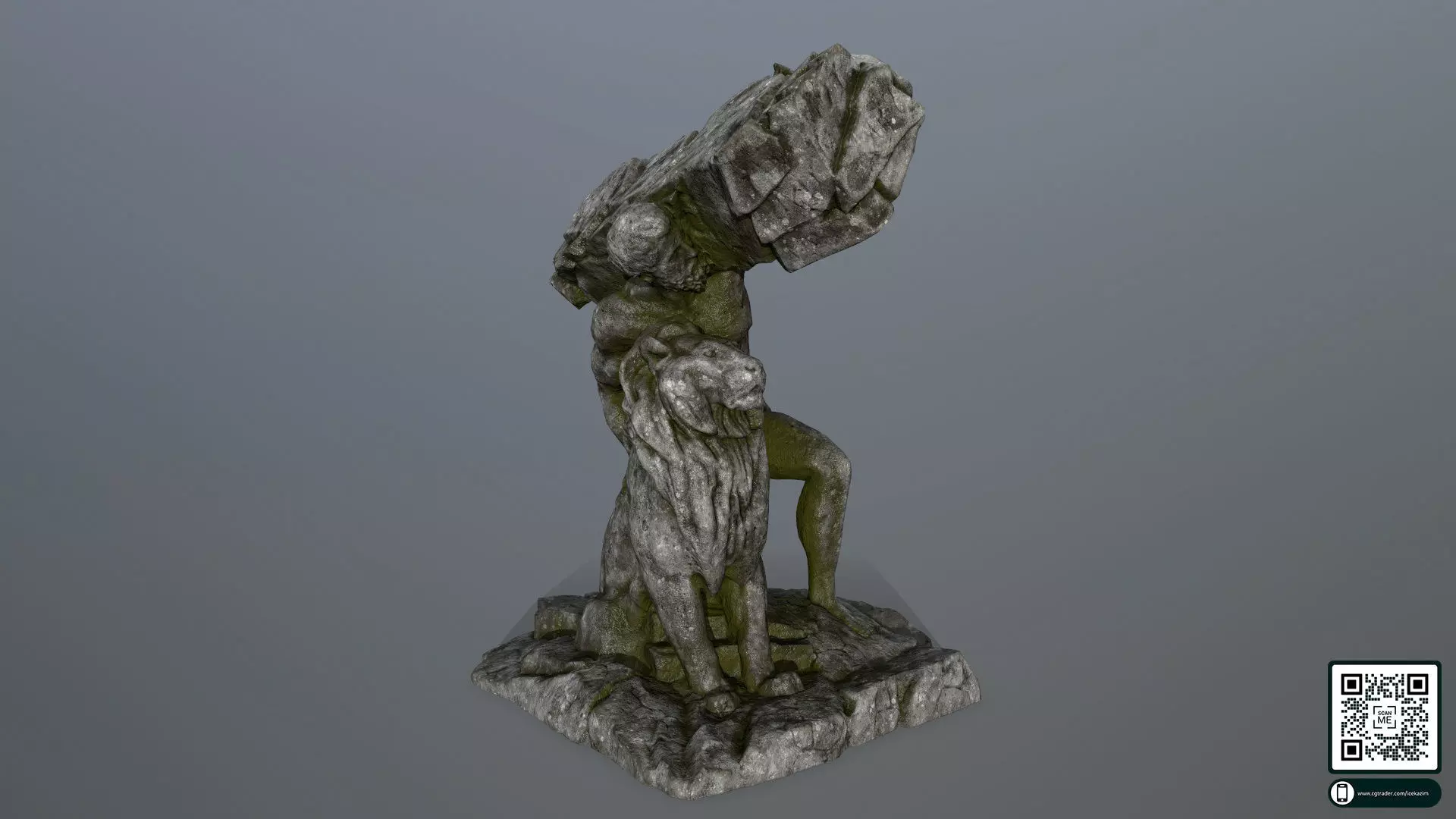  Hercules  and  Lion Low-poly 3D model_0