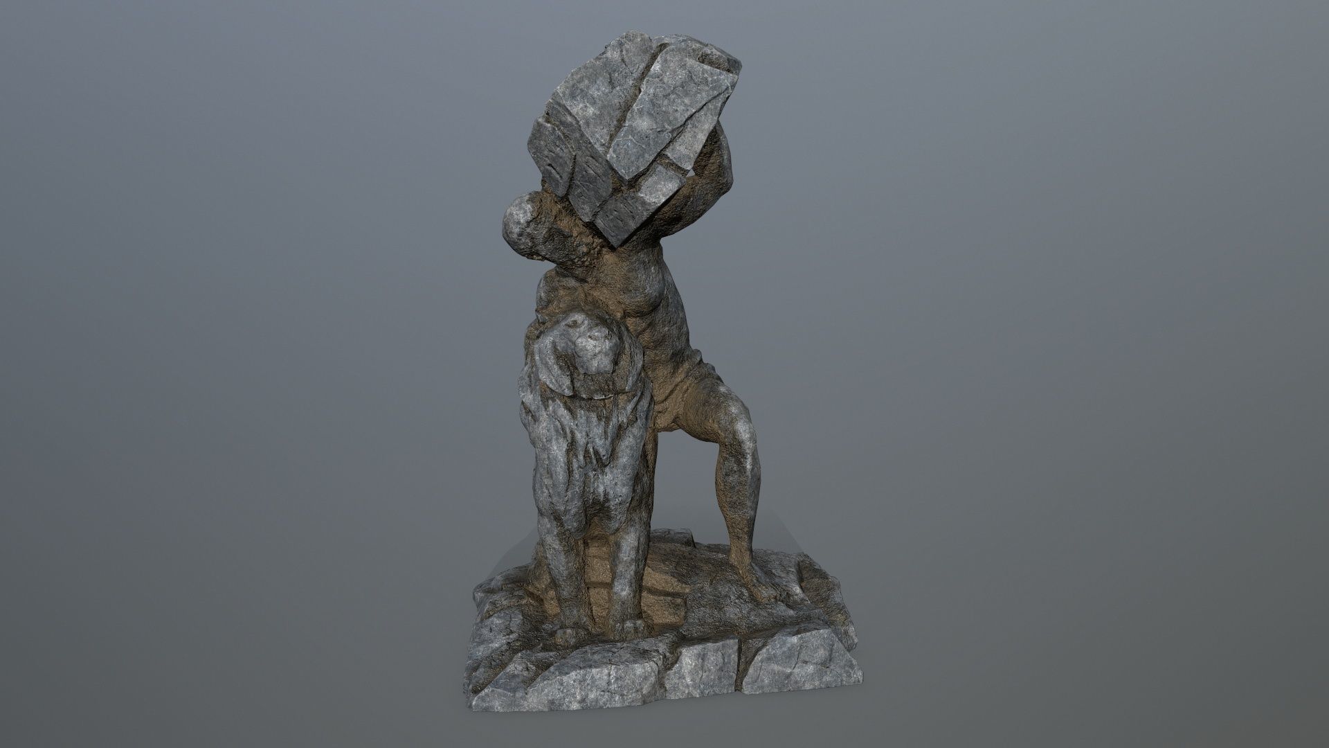  Hercules  and  Lion Low-poly 3D model_6