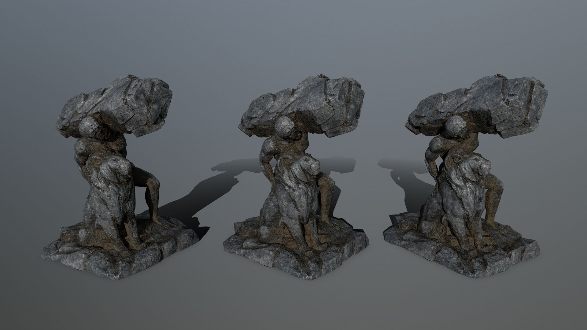  Hercules  and  Lion Low-poly 3D model_10