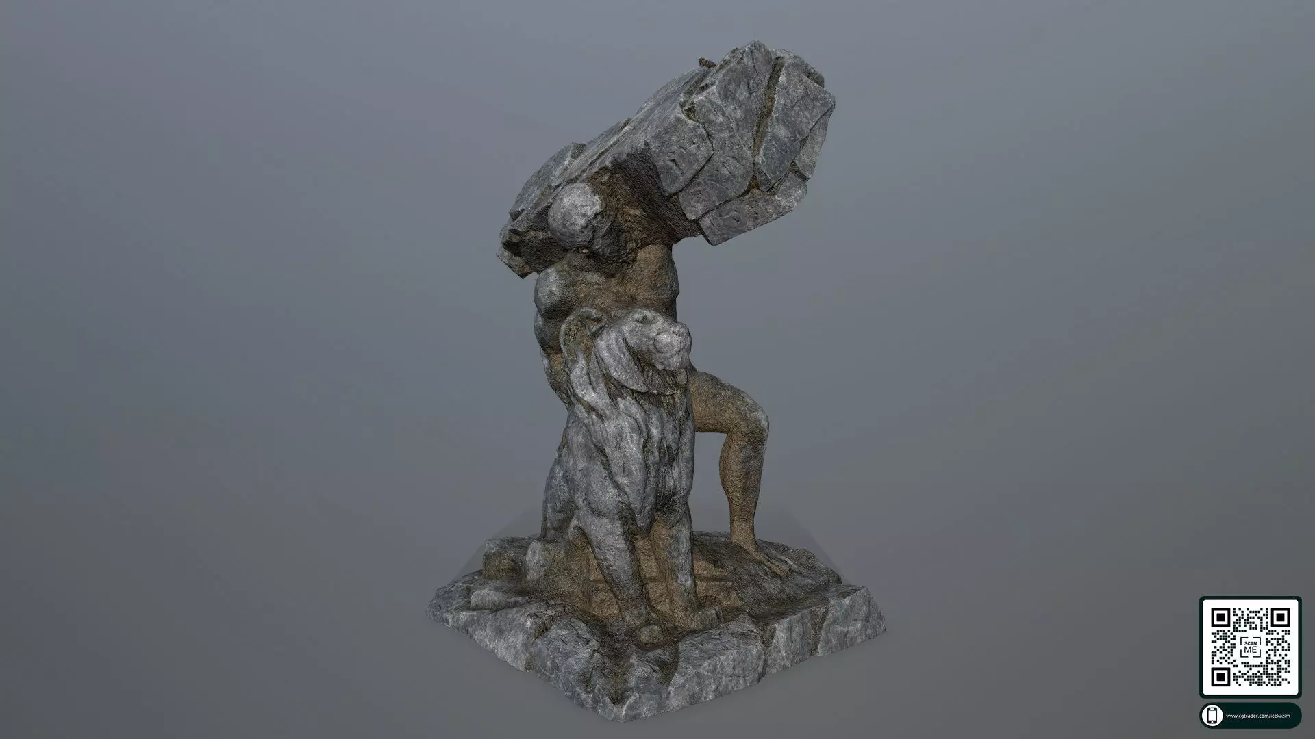  Hercules  and  Lion Low-poly 3D model_0