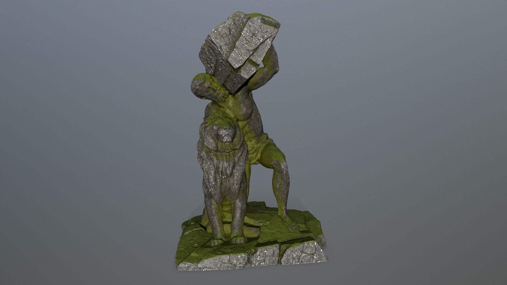  Hercules  and  Lion Low-poly 3D model_7