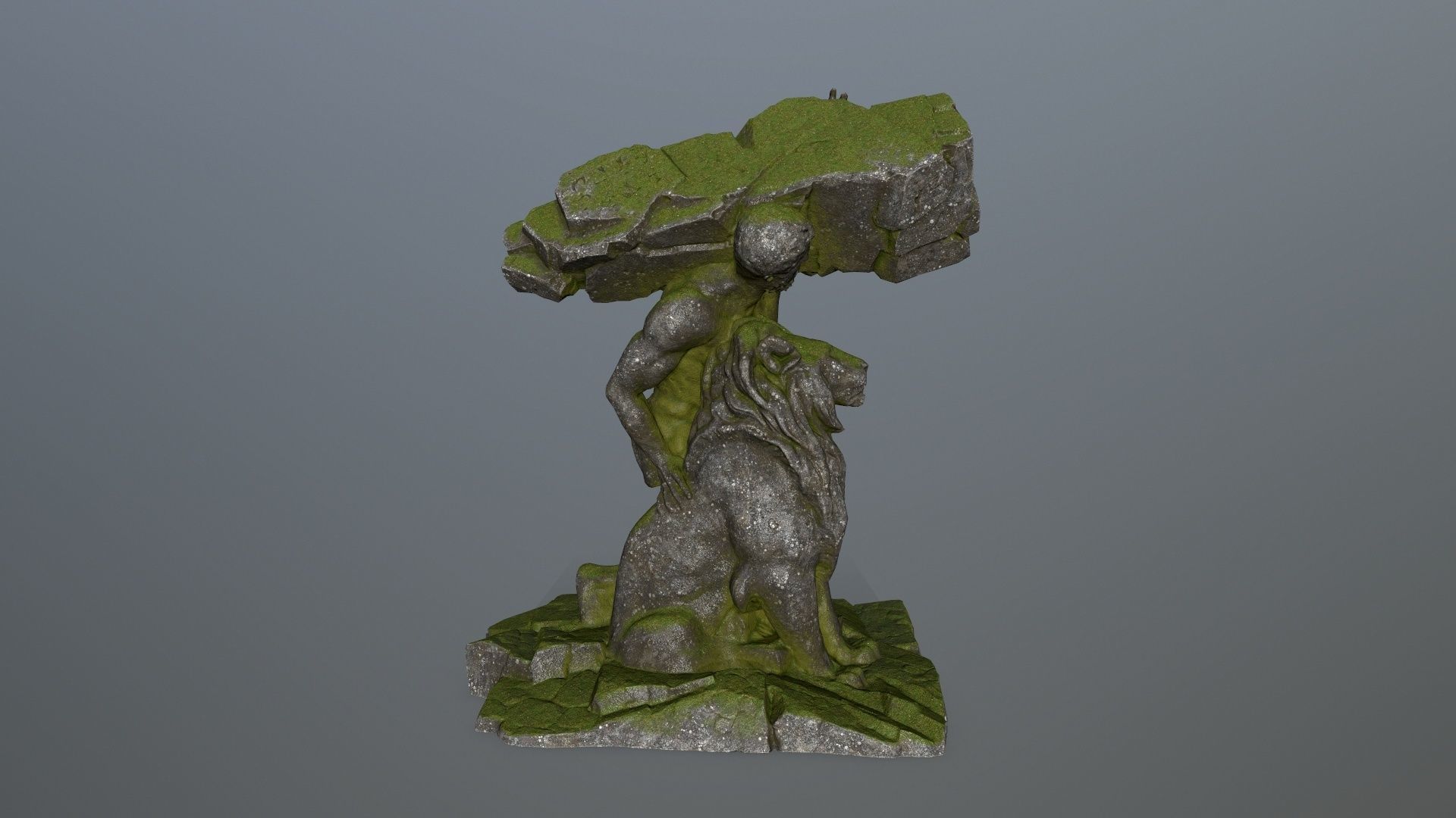  Hercules  and  Lion Low-poly 3D model_1