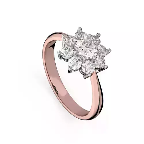 Engagement flower ring with cluster of diamonds