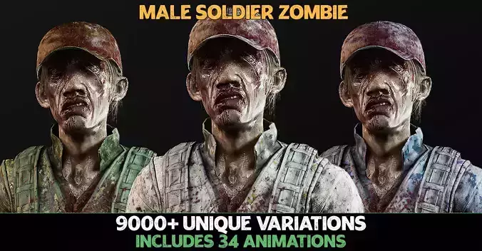Zombie - Army Soldier UE4 UE5 Low-poly 3D model