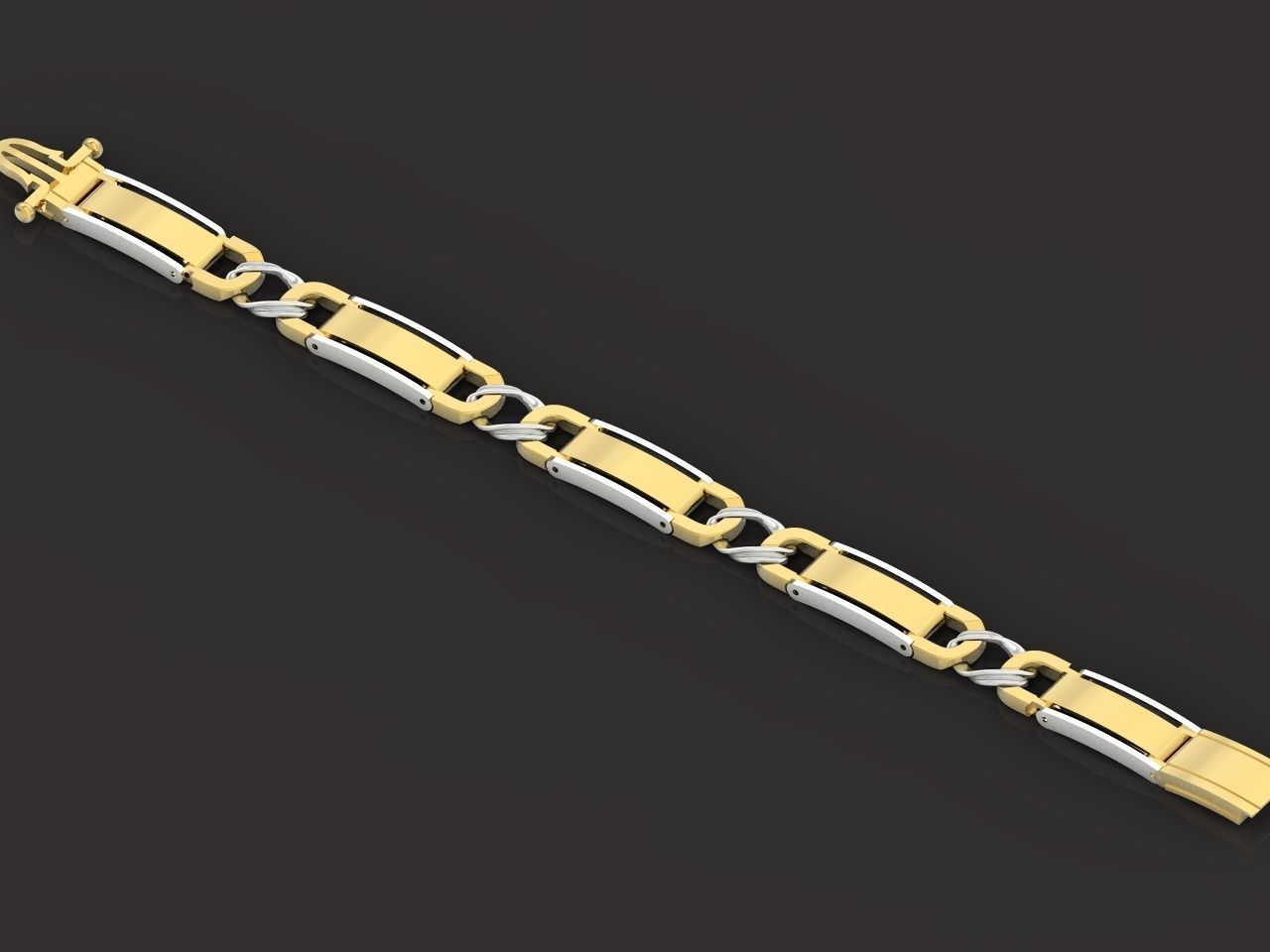 classic two-metal  wide bracelet with lock  unisex 587 3D print model_18