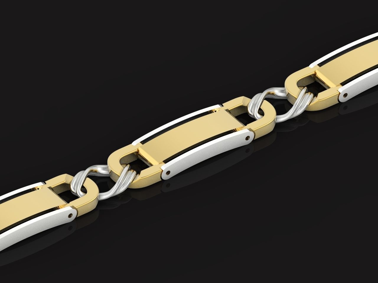 classic two-metal  wide bracelet with lock  unisex 587 3D print model_35