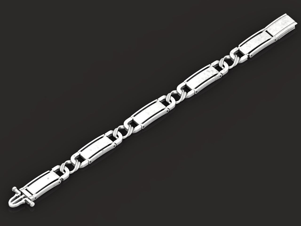 classic two-metal  wide bracelet with lock  unisex 587 3D print model_3