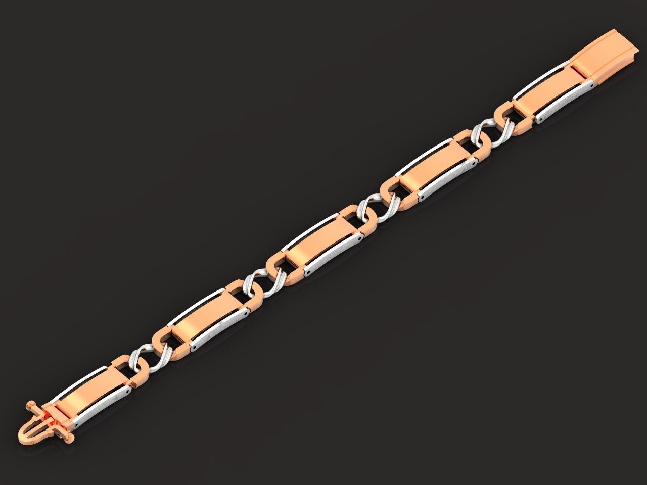 classic two-metal  wide bracelet with lock  unisex 587 3D print model_15