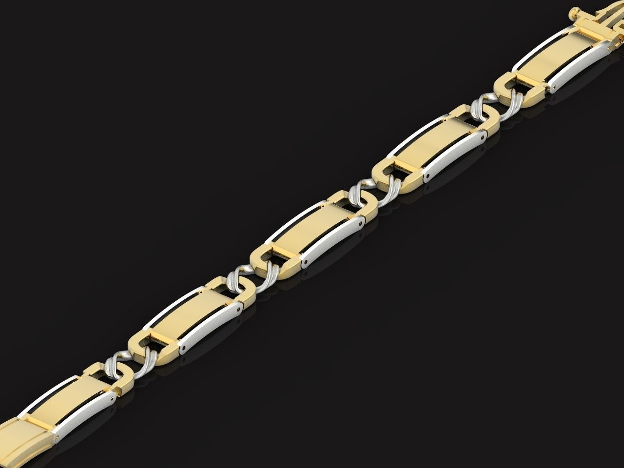 classic two-metal  wide bracelet with lock  unisex 587 3D print model_23