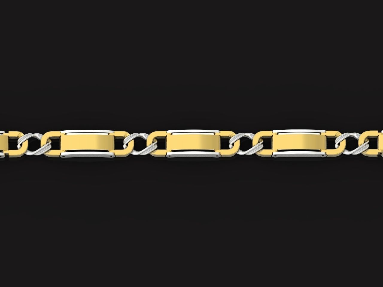 classic two-metal  wide bracelet with lock  unisex 587 3D print model_21