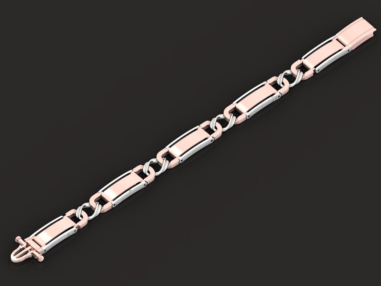 classic two-metal  wide bracelet with lock  unisex 587 3D print model_13