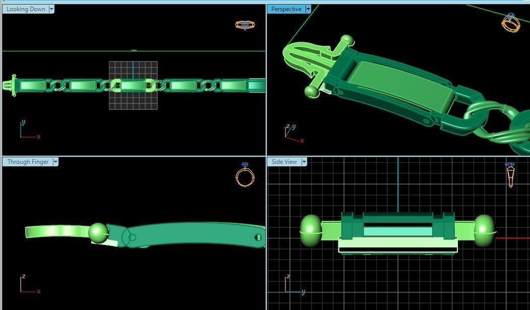 classic two-metal  wide bracelet with lock  unisex 587 3D print model_32