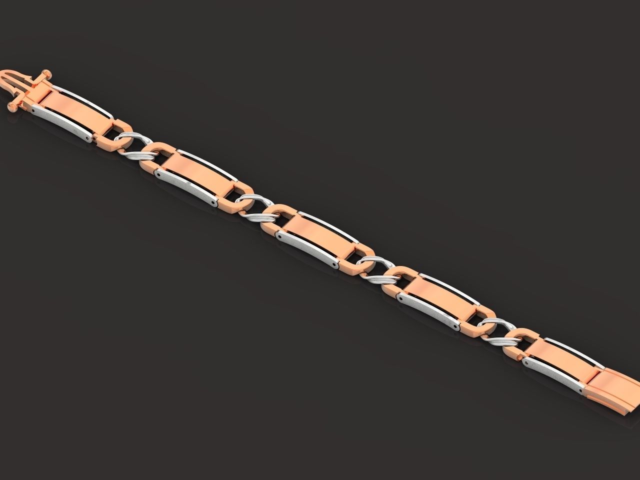 classic two-metal  wide bracelet with lock  unisex 587 3D print model_17