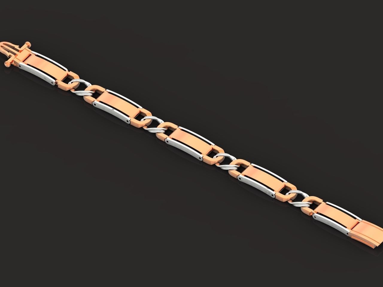 classic two-metal  wide bracelet with lock  unisex 587 3D print model_16