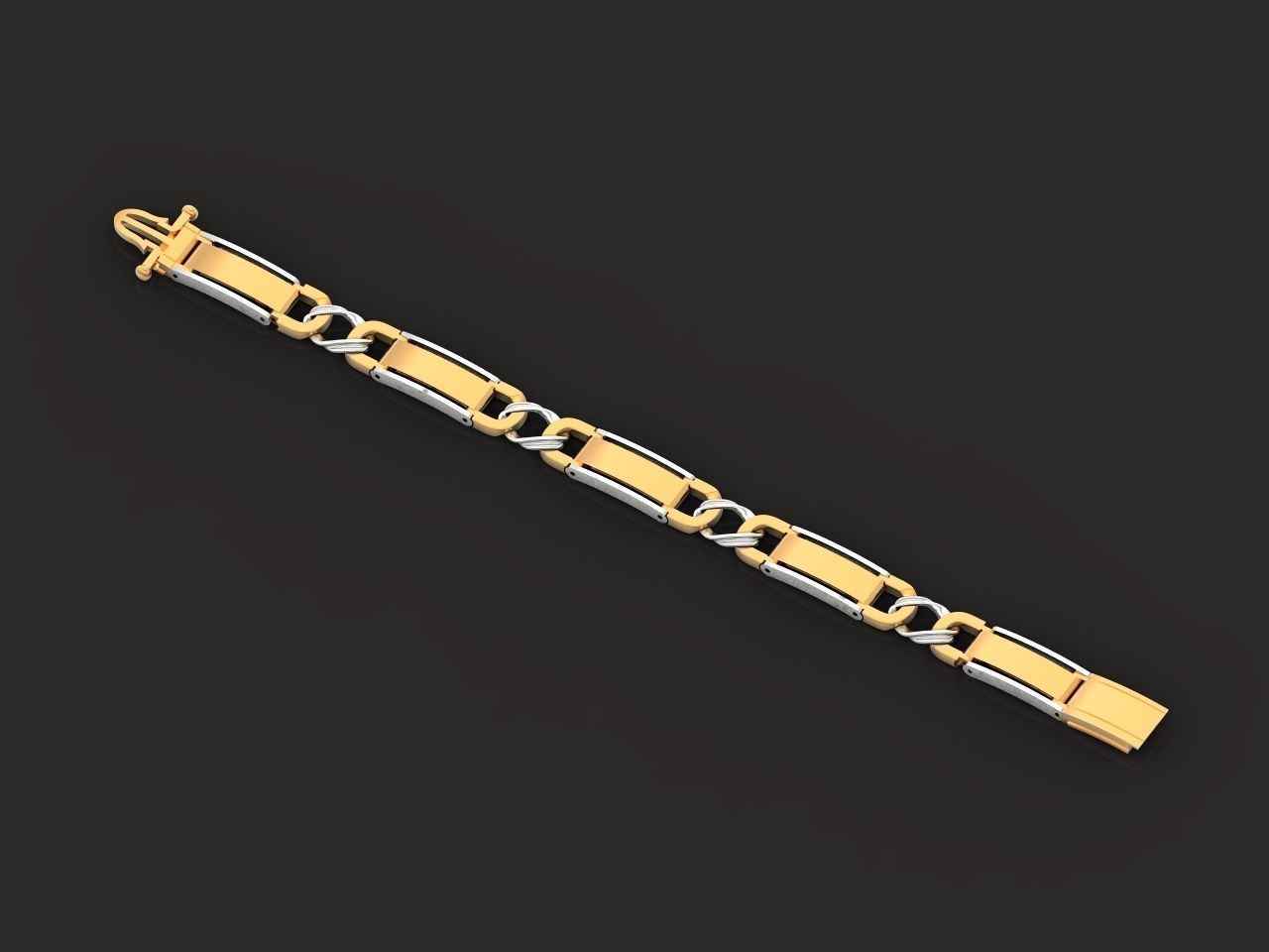 classic two-metal  wide bracelet with lock  unisex 587 3D print model_9