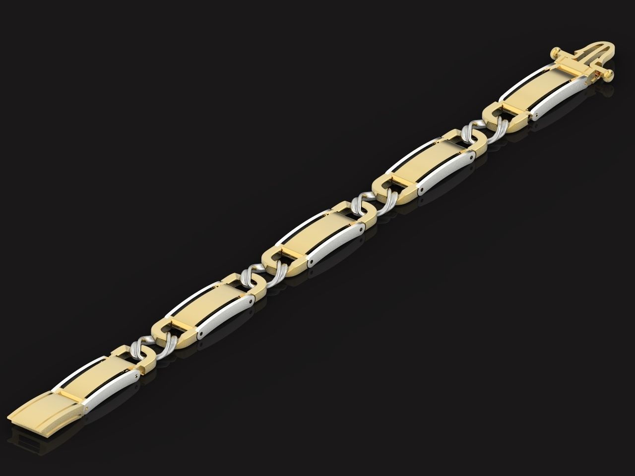 classic two-metal  wide bracelet with lock  unisex 587 3D print model_22