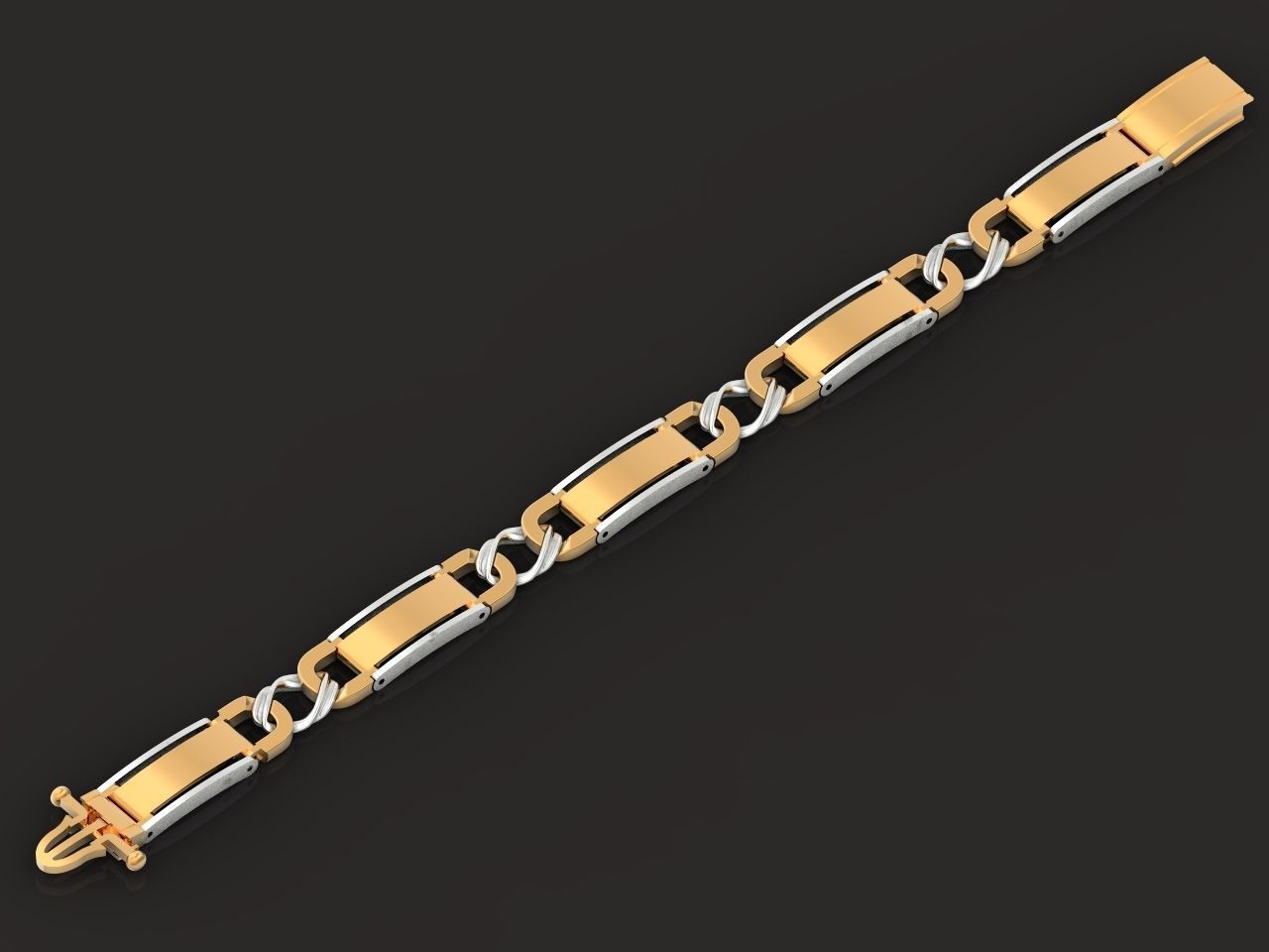 classic two-metal  wide bracelet with lock  unisex 587 3D print model_11