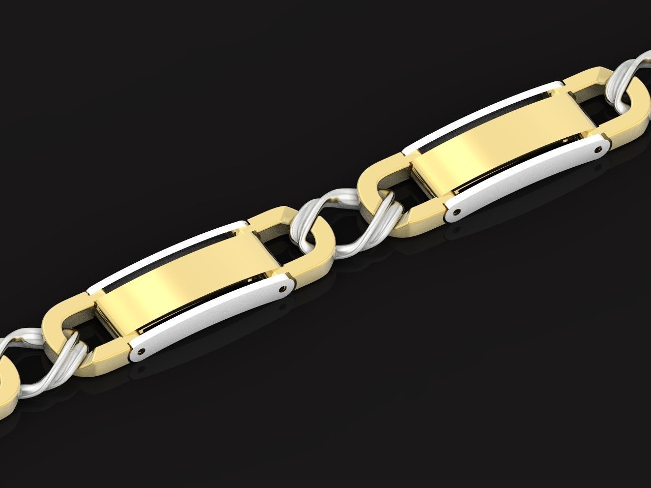 classic two-metal  wide bracelet with lock  unisex 587 3D print model_30