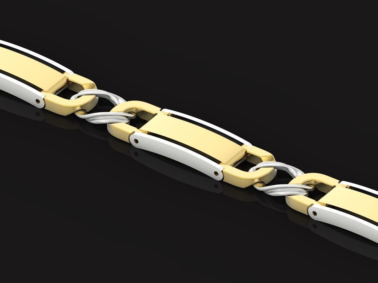 classic two-metal  wide bracelet with lock  unisex 587 3D print model_24