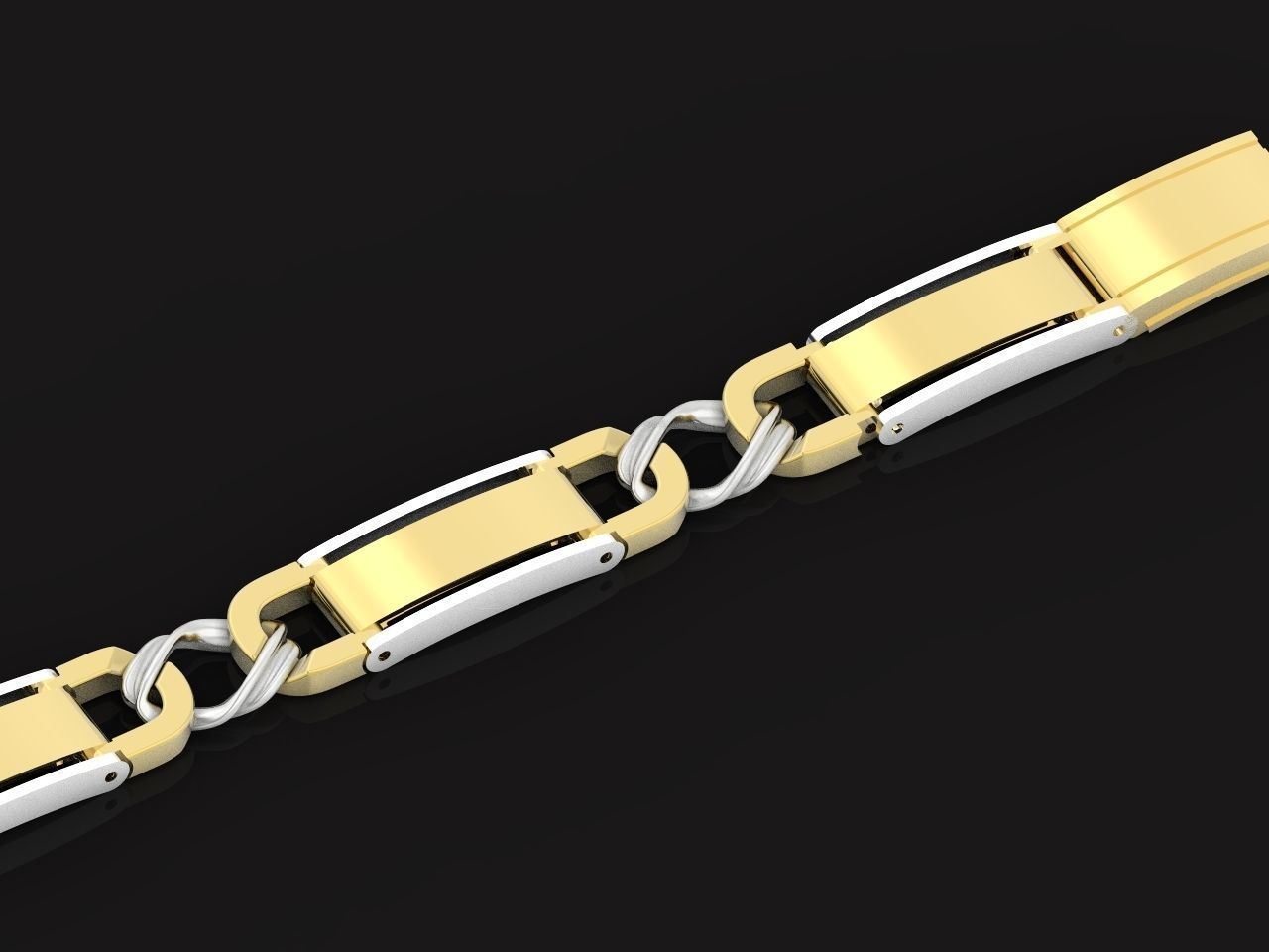 classic two-metal  wide bracelet with lock  unisex 587 3D print model_31