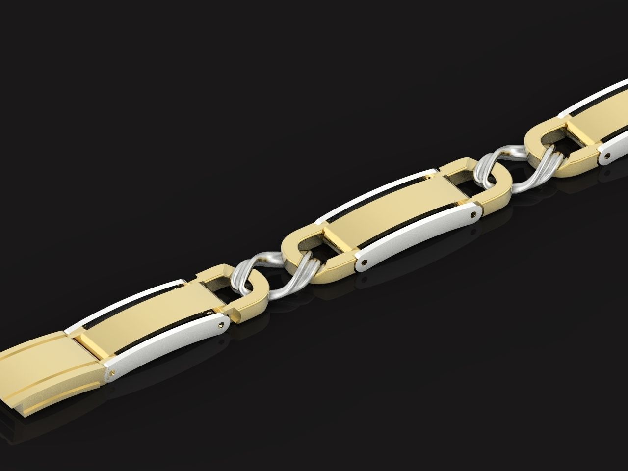classic two-metal  wide bracelet with lock  unisex 587 3D print model_27