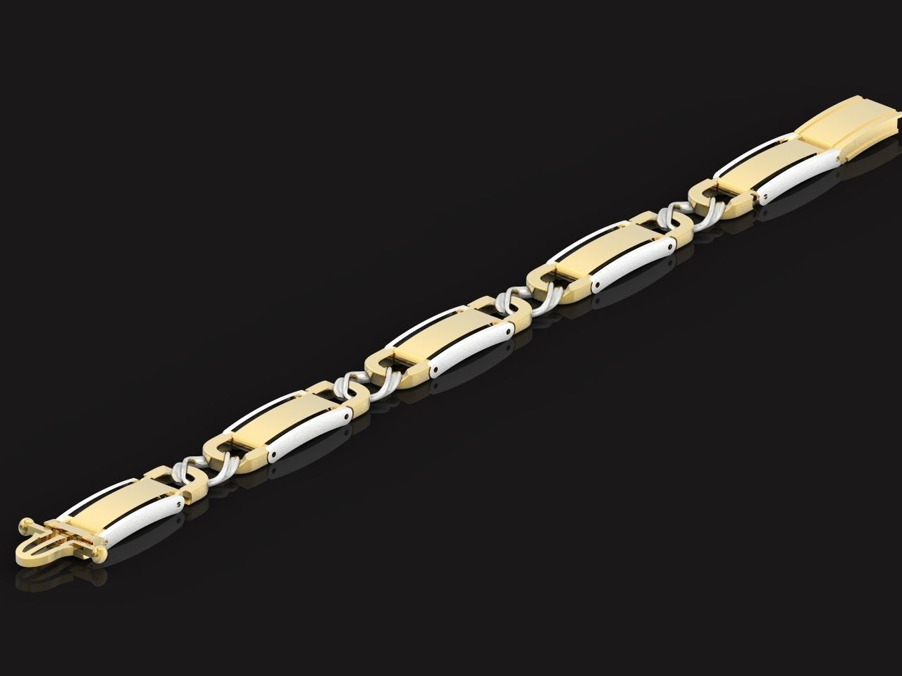 classic two-metal  wide bracelet with lock  unisex 587 3D print model_19