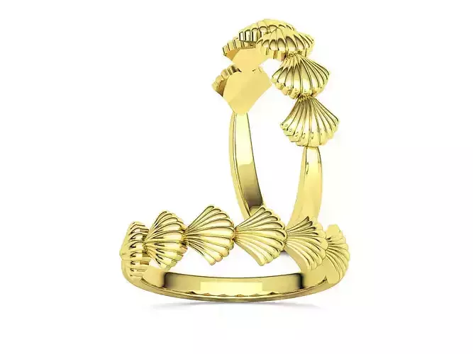 Scallop Shell Fashion Ring 3dprint model  3D print model