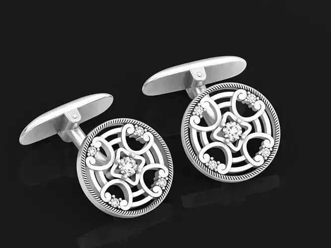  round cufflinks with stones 589