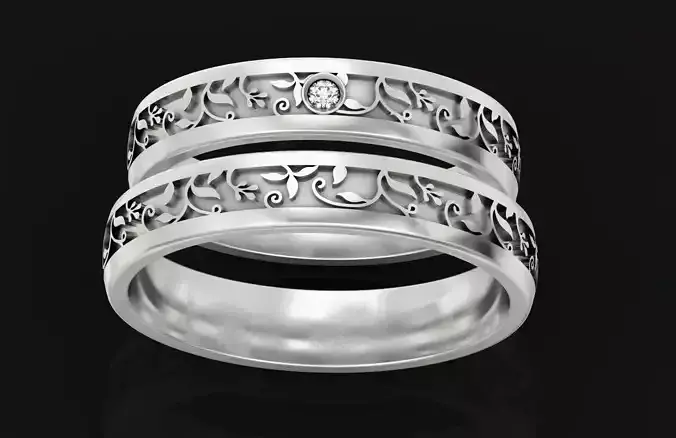 paired wedding rings of flora male and female 590