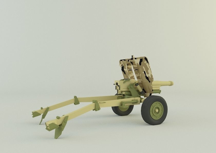 Howitzer 105mm cannon gun low poly Low-poly 3D model_7