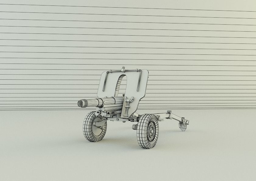 Howitzer 105mm cannon gun low poly Low-poly 3D model_12