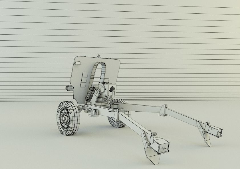 Howitzer 105mm cannon gun low poly Low-poly 3D model_13