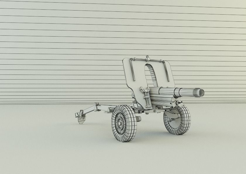 Howitzer 105mm cannon gun low poly Low-poly 3D model_16