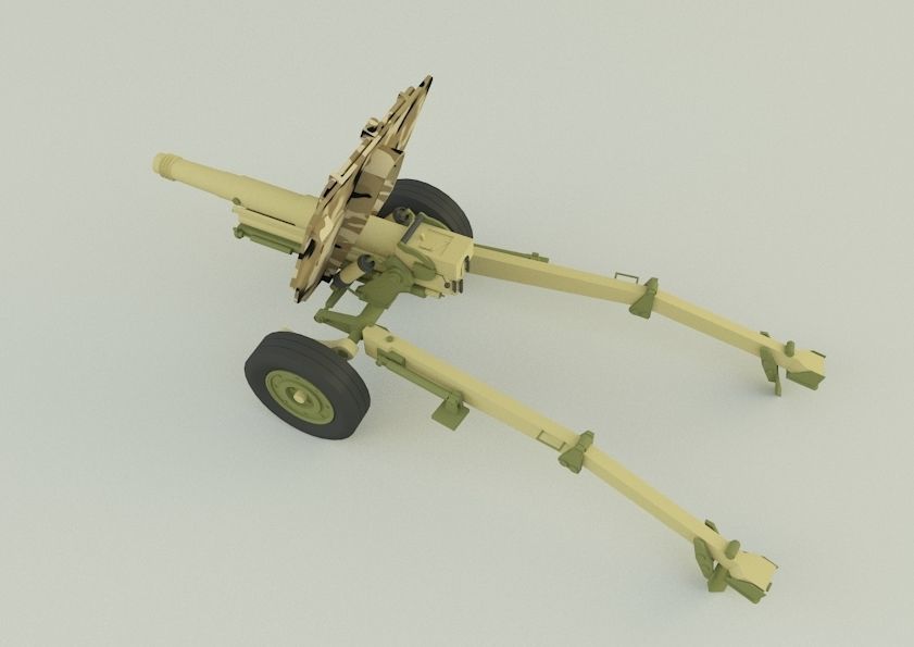 Howitzer 105mm cannon gun low poly Low-poly 3D model_10