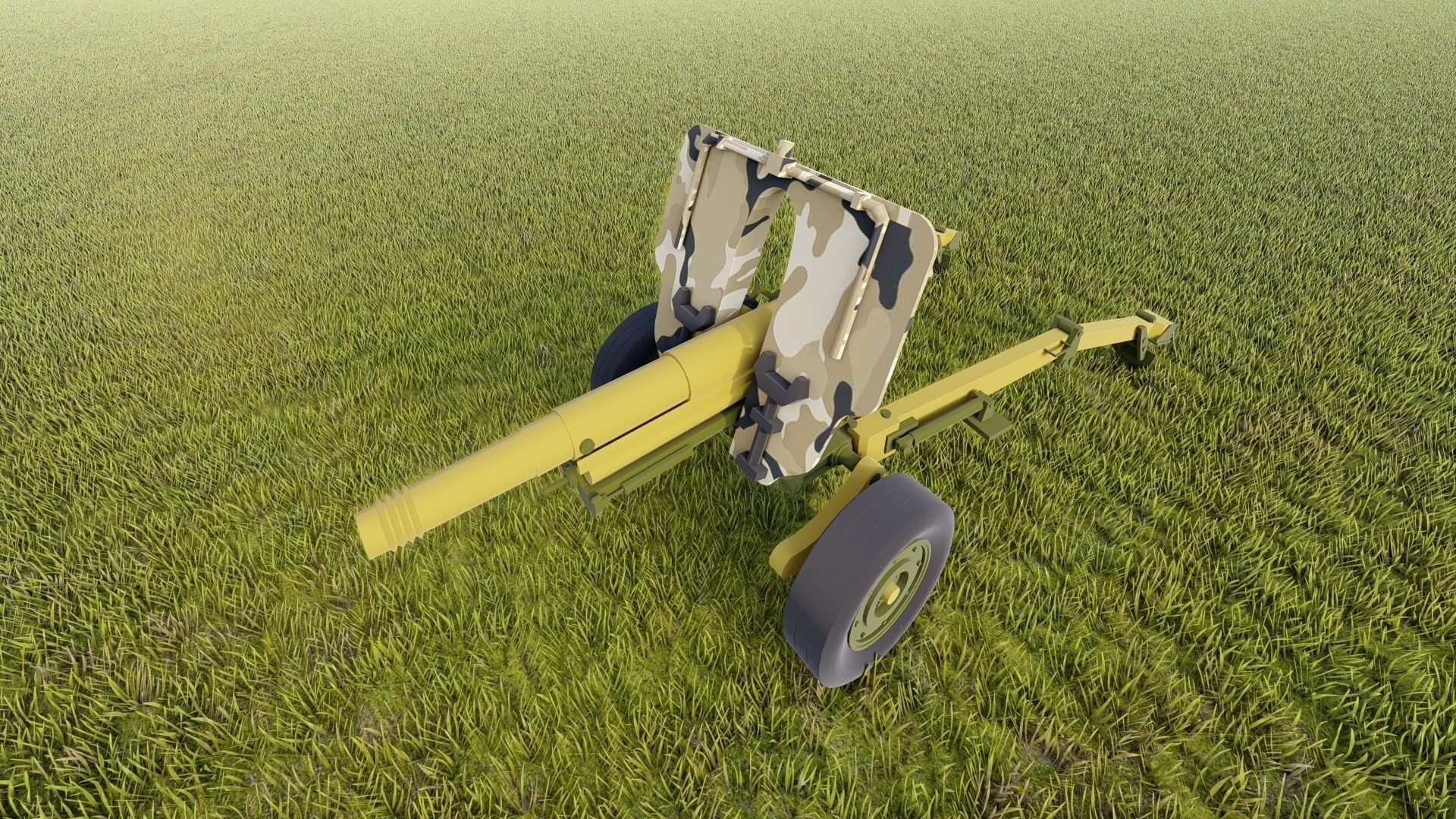 Howitzer 105mm cannon gun low poly Low-poly 3D model_6