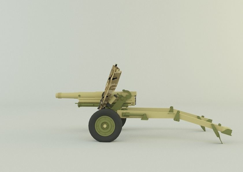 Howitzer 105mm cannon gun low poly Low-poly 3D model_11